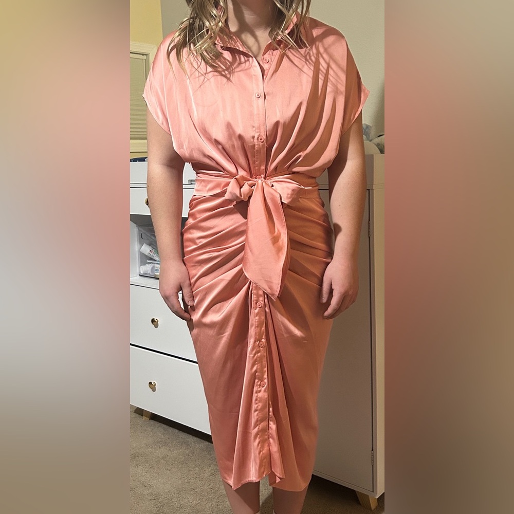 Twenty Ten Peach Tie-Front Midi Dress
